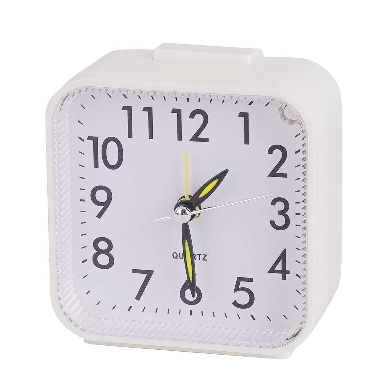 Small Battery Operated Analog Travel Alarm Clock Silent Lighted Snooze Bedroom