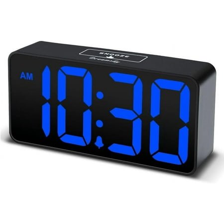 Small Digital Alarm Clock for Bederoom, Large Big Numbers Display with Brightness Dimmer, Electric Bedside Desk Clock with USB Charging Port, Adjustable Alarm Volume, 12/24H, Snooze