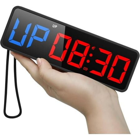 Small Portable Gym Timer Clock, Strong Magnet, Workout Interval Timer with Powerful Battery, Stopwatch, Remote Control, Adjustable Brightness, Fitness Digital Timer for Home/Garage/Boxing