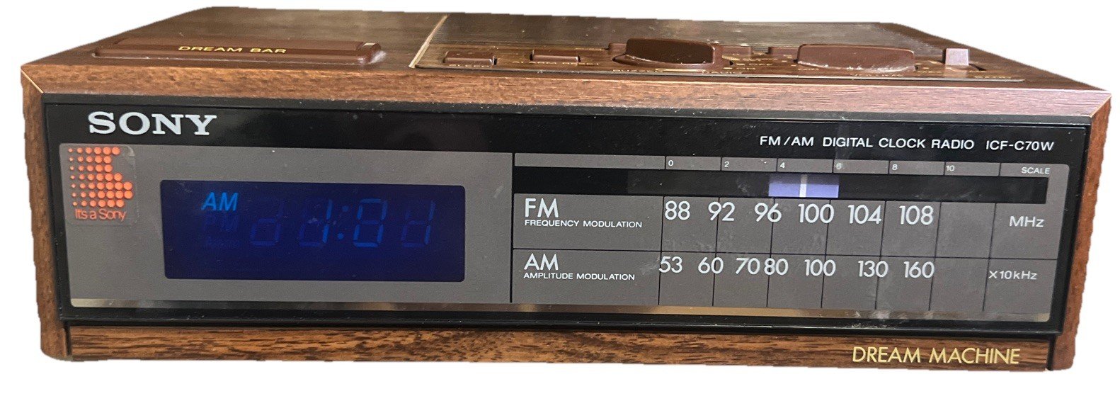 Sony Dream Machine ICF AM/FM Alarm Clock Radio - Woodgrain Vintage Retro