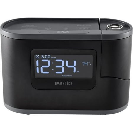 SoundSleep Recharged Alarm Clock & White Noise Sound Machine, 6-in-1 Projection Alarm Clock and Sleep Sound Machine, 8 Nature Sounds and Indoor Temperature Sensor, Auto-Off Timer
