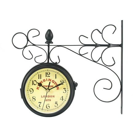 Sovob Paddington Station Clock with Waterproof Cover, 5.12in Dual faced Station Clock,for Outdoor Decorative Wall