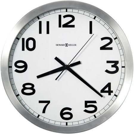 Spokane Modern Wall Clock – Large Brushed Aluminum Frame, White Dial, Silent Quartz, Battery Operated, Easy to Read Black Numerals, Perfect Sleek for Kitchen or Office