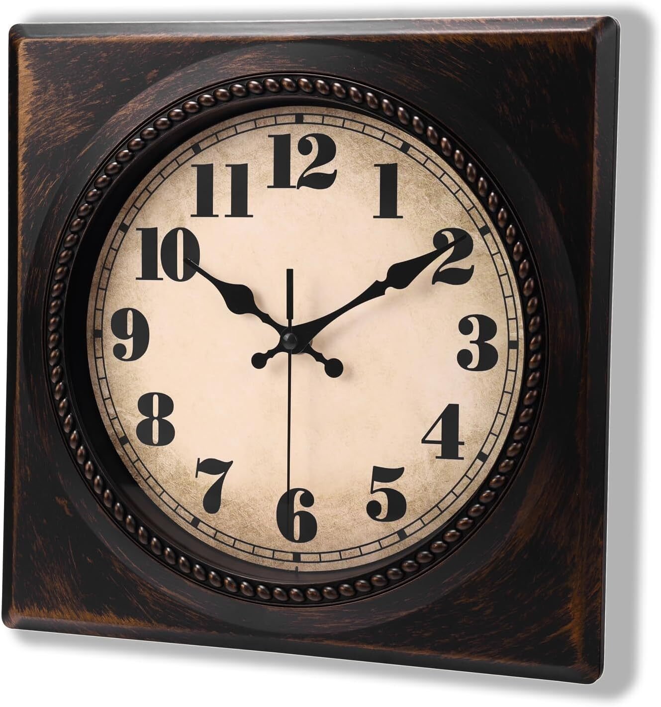 Square Wall Clock 1950s Style Retro 12 Inch Wall Clocks Battery Operated Sile...