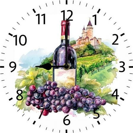 SRongmao Wine Wall Clock Vintage Wooden Battery Operated Non Ticking 10inch Clock Silent Art Rustic Wood Clock for Home Bedroom Kitchen Office