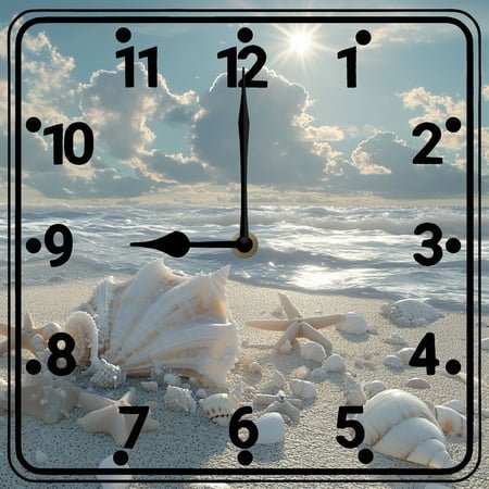 SRongmao Wood Wall Clock Quartz Analog Silent Non-Ticking Square Decorative Beach Wall Clock Battery Operated for Living Room Bathroom Bedroom Kitchen Office 10inch