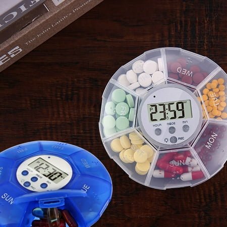 Storage box,Alarm Clock Pill Box Dispenser Pill Box Medicine Pill Pill Reminder Convenient Medicine - Includes Pill - Box Box - Medicines Reminder Box - With Alarm Box Alarm Dispenser Box