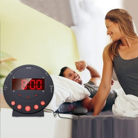 StSilkitty Digital Vibrating Alarm Clock with Bed Shaker,USB Charging Port,Large LED Display,for Heavy Sleepers and Hearing Impaired,Home and Office Use