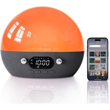 Sunrise Alarm Clock- Bluetooth Speaker with Smart Alarm Clocks for Bedrooms, Alexa & APP Control, 11 White Noise Sound Machine, Sunset Night Light Wake up Light for Kids& Heavy Sleepers