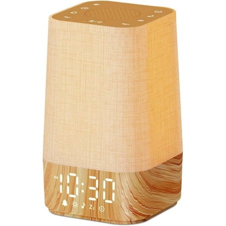 Sunrise Alarm Clock: with Noise Machine, Digital Alarm Clock for Bedrooms, Nature Sounds for Gentle Wake Up, 30 Sleep Sounds, Adjustable Brightness & Volume, Timer - Wood Grain