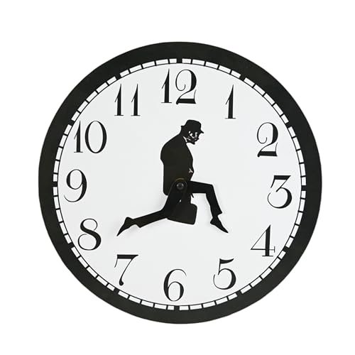 Sveudvdis Ministry of Silly Silent Walks Clock, 12 inch Non-Ticking Silly Walk Wall Clock, A Interesting Wall Clock for Bedroom Kitchen Living Room, Novelty Home Decor Gift (Black)