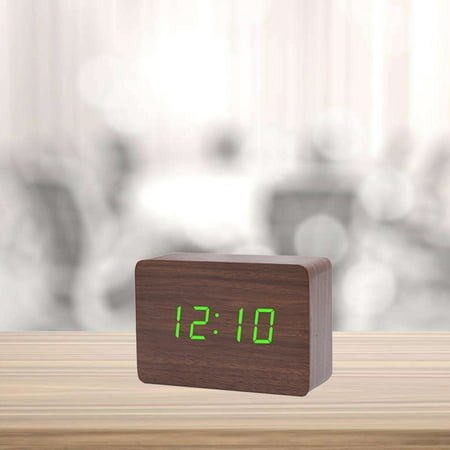TAILTOSS 1Pcs Led Wood Clock with Rectangular Shape and Voice Control for Home