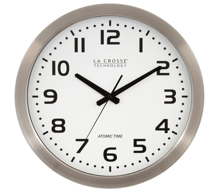 Technology WT-3161WH 16 Inch Stainless Steel White Dial Atomic Clock