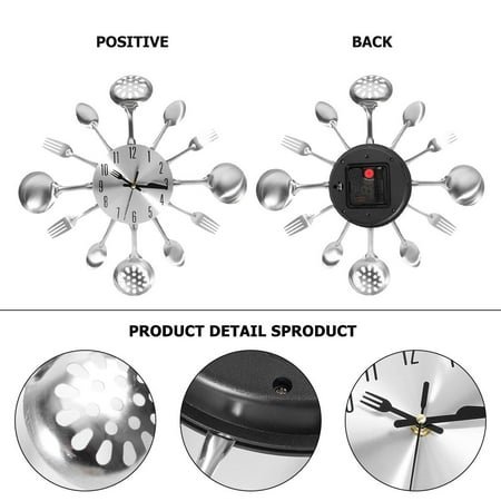 TEHAUX Creative Wall Clock with Quartz Movement and Stainless for Home Decoration Silver 15cm Dial 32cm External Diameter