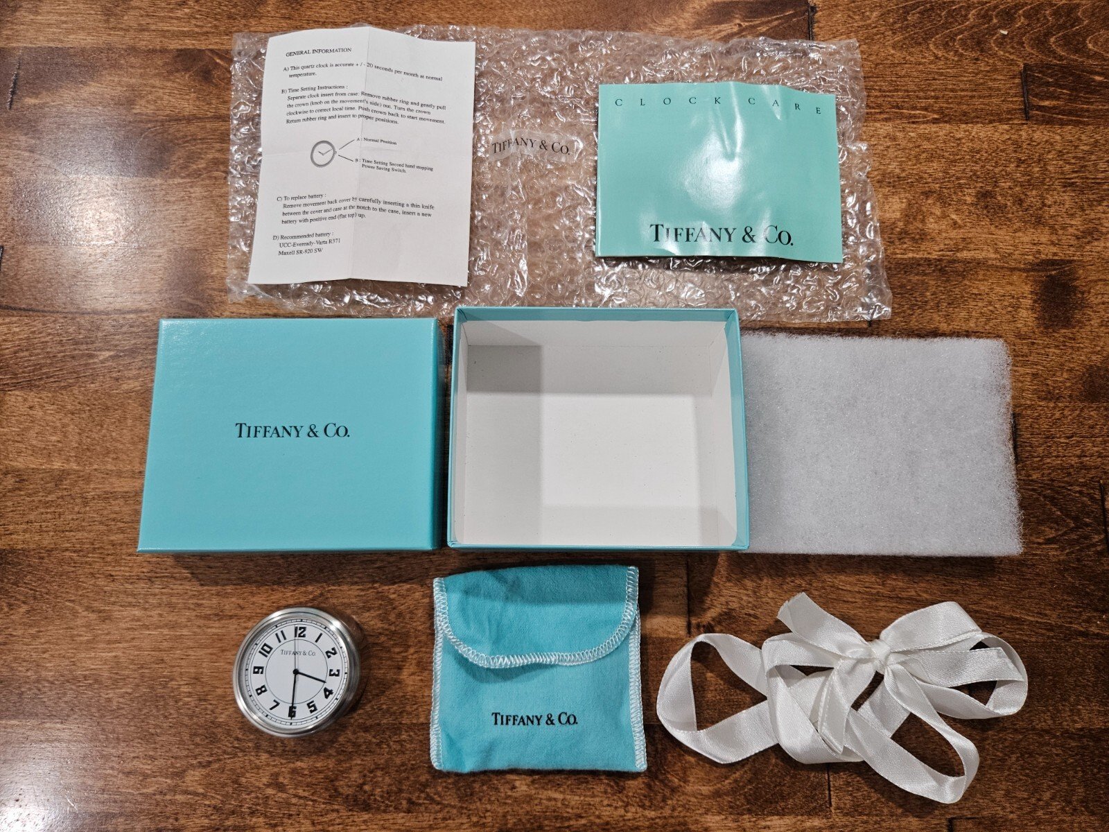 Tiffany & Co 2" Nickel Round Clock NEW Old Stock OOP