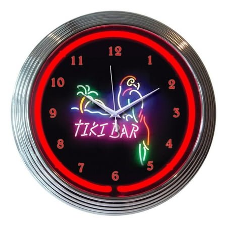 Tiki Bar Neon Clock