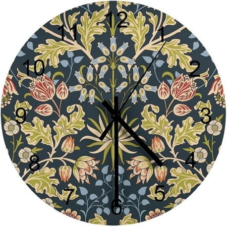 Top-kevin Forest Wall Clock, Watercolor Mountain Forest Nature Tree Woodland Round Clocks Wall Decor Silent No Ticking 12 Inch Wooden Clock for Bedroom Living Room Home Office