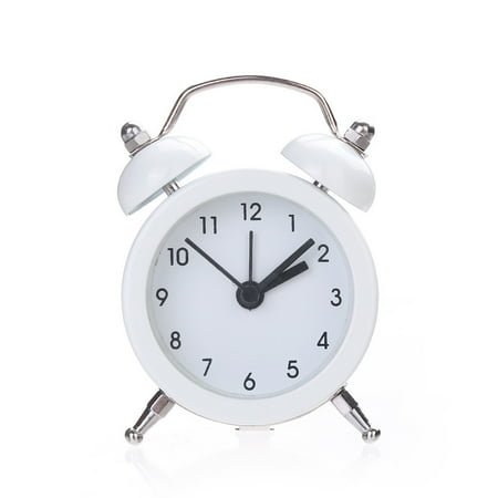TOPRenddon Twin Bell Loud Alarm Analog Alarm Clock, 2.8 inch Super Silent Non Ticking Small Clock, Battery Operated, Simple Design, Old Fashioned, for Heavy Sleeper, Bedroom, Bedside, Desk