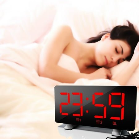 Tozuoyouz Led Radio Digital Alarm Clock Creative Snooze Electronic Clock Alarm Configuration Fm Radio Fm 7-Inch Large Screen Display Usb Charging Digital Clock Red 20.5*10.5*4.8Cm