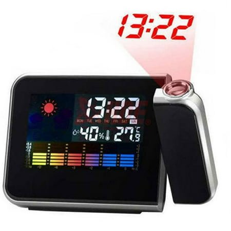 Travelwant Projection Digital Alarm Clock for Bedrooms, Radio Alarm Clock with Projection on Ceiling, Dual Alarms, USB Charger Port, Temperature & Humidity Display