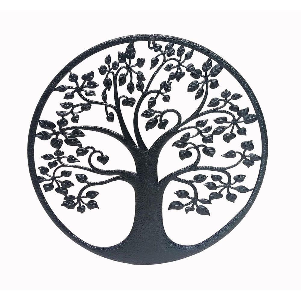Tree Pattern 23.5 in. x 23.5 in. Black Metal Work
