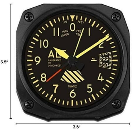Trintec Aviation Vintage Altimeter Travel Alarm Clock 3.5 DM60V