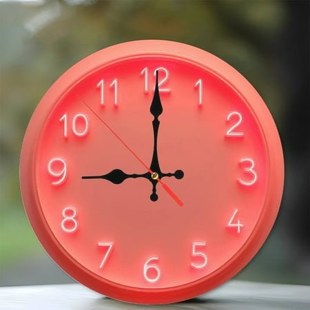 Tropical Pattern Pink Neon Clock Wall Decor Home Office 10-Inch Silent Wooden Wall Clock, Battery Operated (AA Batteries Not Included), Artistic Home Decor