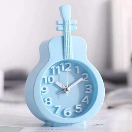 UAEBM Alarm Clock Candy Color Alarm Clock Child Student Bedside Small Alarm Clock Cartoons Violin Electronic Kids Cute Digital Alarm Clock Clock Blue