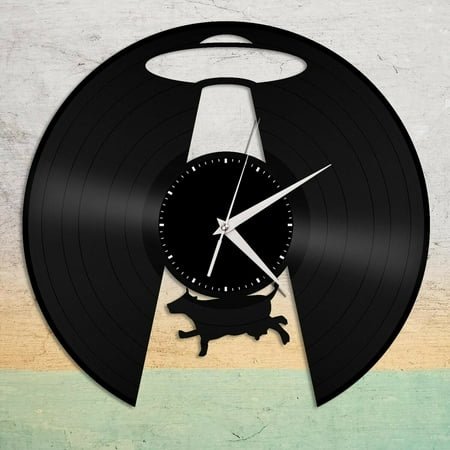 UFO Galaxy Vinyl Wall Clock Unique Gift for Friends Home Room Office Decoration Vintage Design Office Bar Room Home Decor