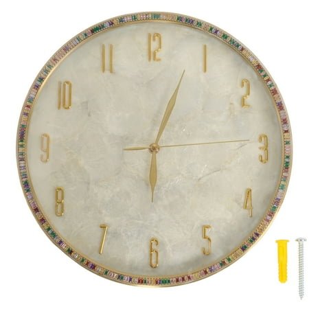 Verdant Touch Silent Quartz Movement Wall Clock Brass Wall Clocks Silent Non Ticking Wall Quartz Clock Battery Operated Decorative Round Wall Clock for Home Livingroom Diameter 35cm / 13.8in