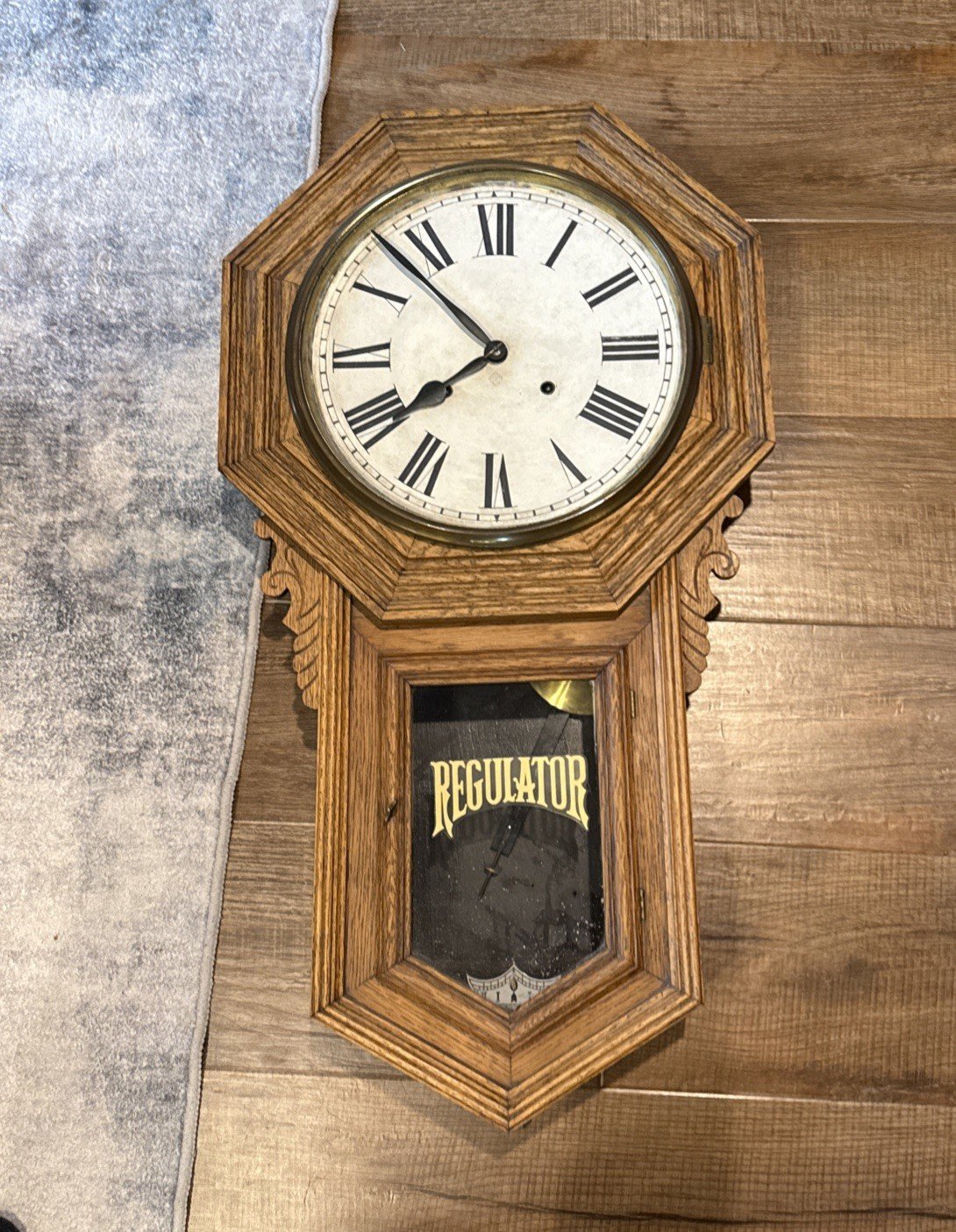 Vintage ANSONIA Wall Clock Octagon Chiming Regulator Style Untested