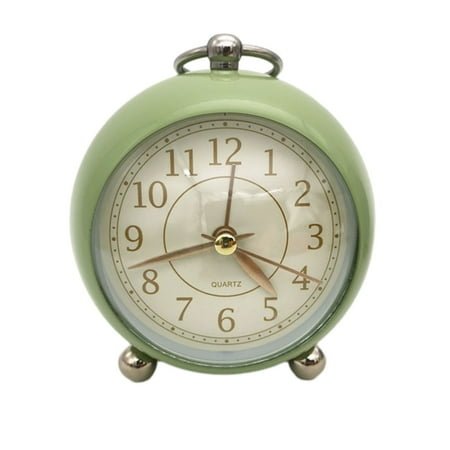 Vintage Small Alarm Clock with Night Light, Silent Quartz Movement, Non-Ticking, Decorative, for Bedside Table, Desk, Kitchen, Bedroom, Shelf, Nightstand, Wall Hanging