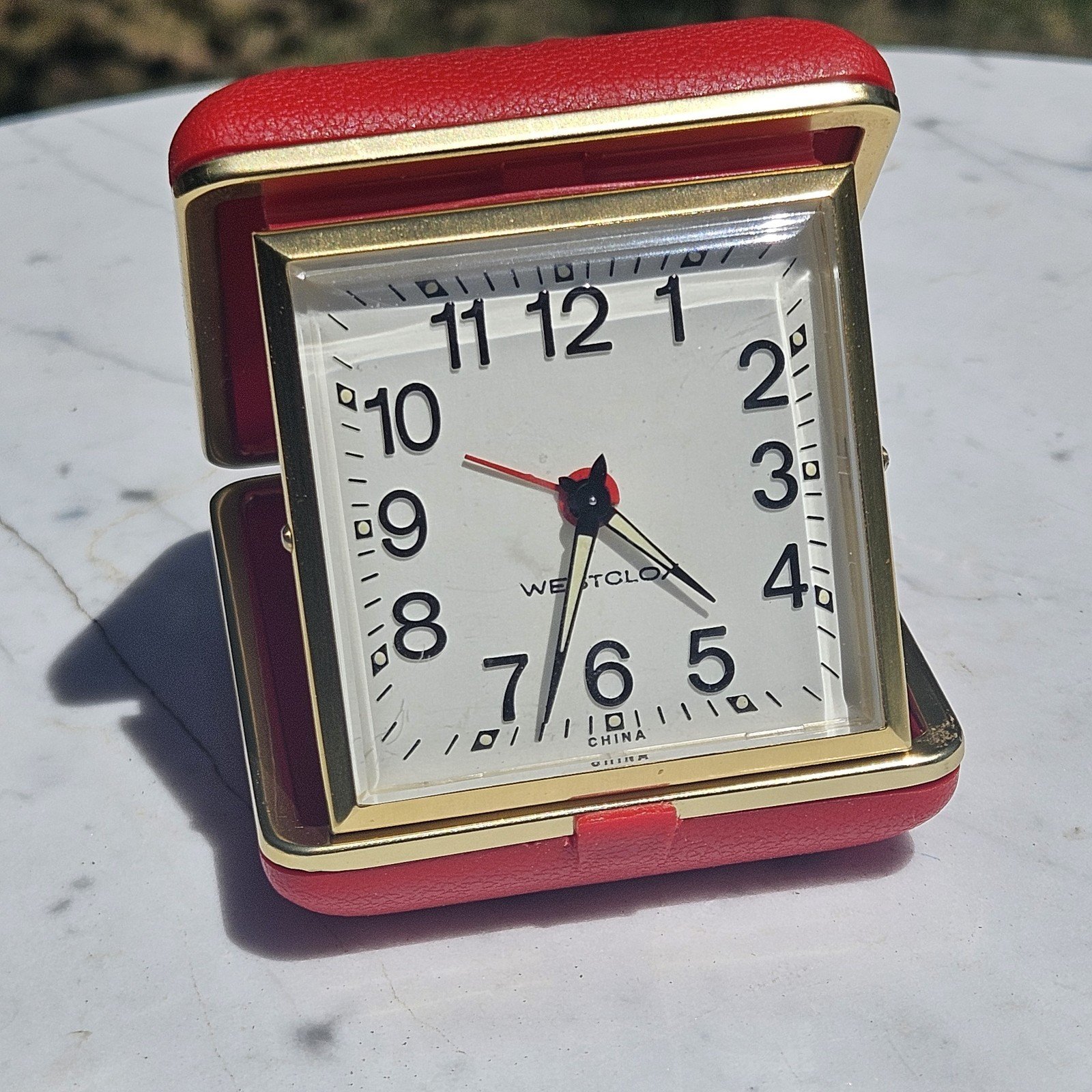 Vintage Westclox Travel Alarm Clock in Hard Red Case - Tested & Works