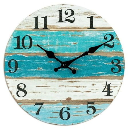 Wall Clock-Beach Themed Blue Wall Clocks Battery Operated Silent Non-Ticking,for H MDF00X1061