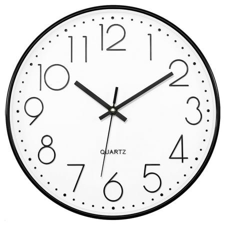 Wall Clock 12 Inch Stylish Modern Silent Non-Ticking Quartz Battery Operated Round Decorative Design for Home/Office/Kitchen/Bedroom/Living Room, Easy to Read