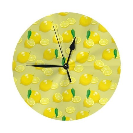 Wall Clock, Bright Lemons Wall Clocks Battery Operated Silent Kitchen Office Wall Clock Decorative, Wall Clock for School Classroom Living Room Bedroom Home Decor