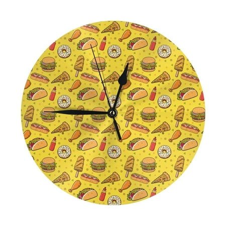 Wall Clock, Cute Food Ketchup Burger Wall Clocks Battery Operated Silent Kitchen Office Wall Clock Decorative, Wall Clock for School Classroom Living Room Bedroom Home Decor
