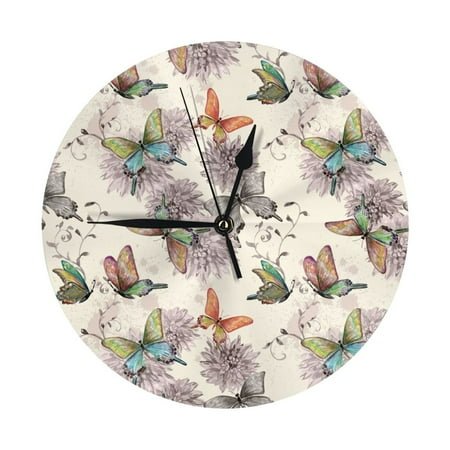 Wall Clock Flying Butterflies-1 Wall Clocks Battery Operated, Modern Wall Clock for Bedroom, Classroom, Living Room, Office, Home Decor