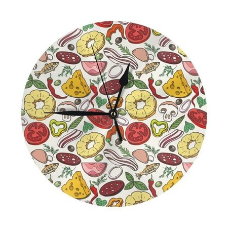 Wall Clock funny food Wall Clocks Battery Operated, Modern Wall Clock for Bedroom, Classroom, Living Room, Office, Home Decor