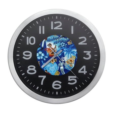 Wall Clock Home Decor or for a Patio/RV/Game Room 10 Round Silver Edge with a Black Face Featuring Your Choice of a Music Themed Vinyl Decal - FREE Battery Included (Colorful Faces Beatles)