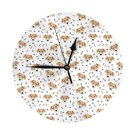 Wall Clock Labrador Retriever Dog Bone Wall Clocks Battery Operated, Modern Wall Clock for Bedroom, Classroom, Living Room, Office, Home Decor