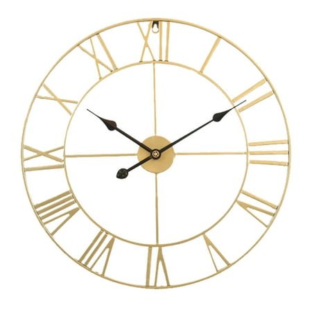 Wall Clock Metal Retro Roman Numeral Clock, Modern Round Wall Clocks Almost Silent, Easy to Read for Living Room/Home/Kitchen/Bedroom/Office/School Decor (40CM)