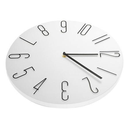 Wall Clock Mute Hanging Aluminum Hands for Living Room Bedroom Oversized Clocks Numbered Decorate White