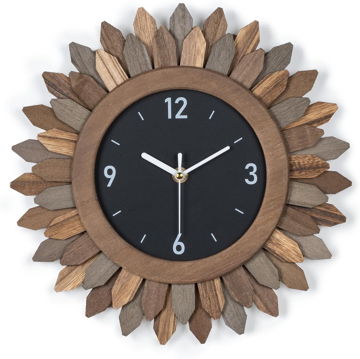 Wall Clock Rustic Wooden Bohemian Rising Sun Decorative Wall Clock