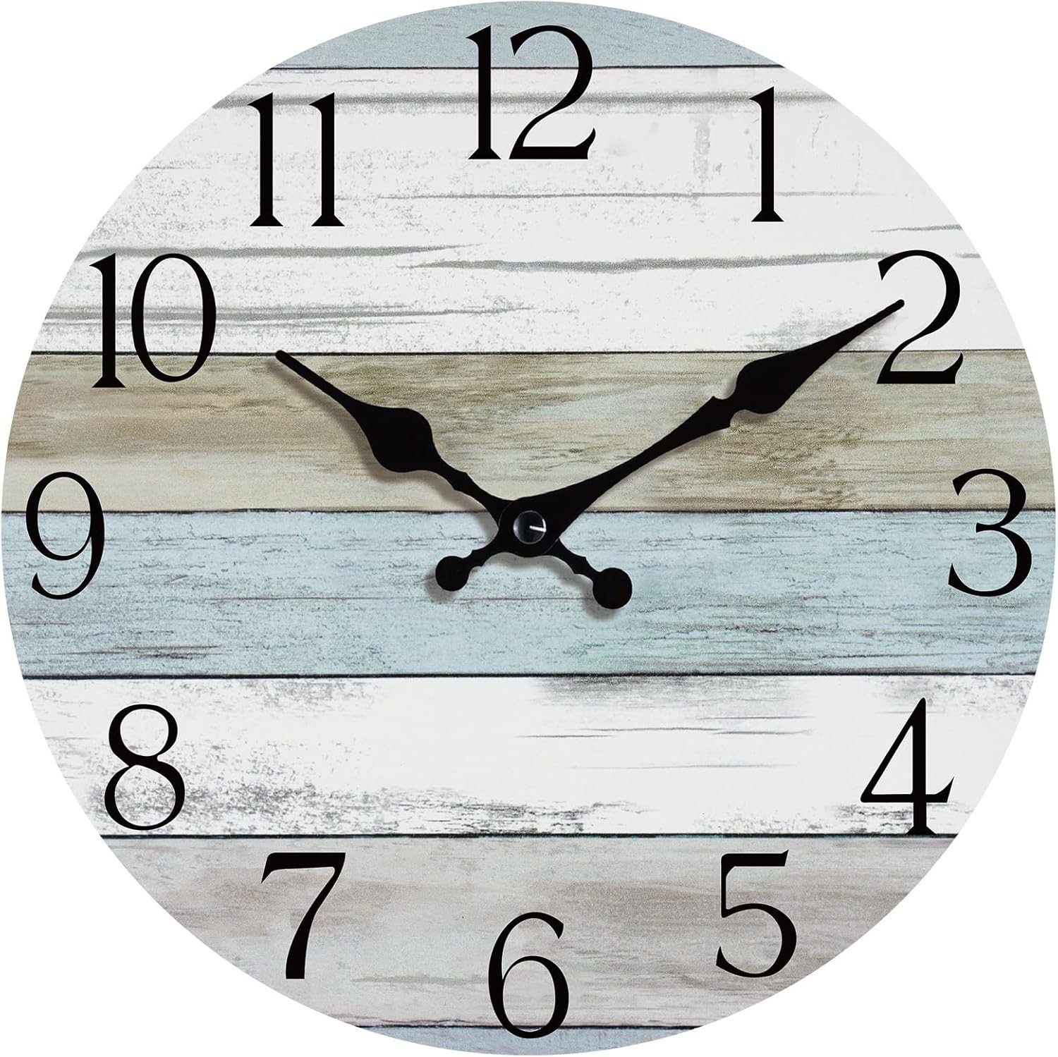 Wall Clock, Silent Non Ticking Wall Clocks Battery Operated, Rustic Wooden Clock