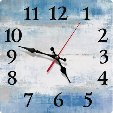 Wall Clock, Square Silent Non-Ticking Battery Operated Clock 12 Inch, Contemporary Office Home Blue Grey Home Decor for Living Room, Bathroom, Bedroom, Kitchen, Office and School