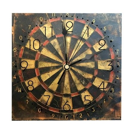 Wall Clocks, Retro Dart Board Battery Operated Number Clock for Bedroom Living Kitchen Office Home Decor Silent & Non-Ticking