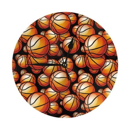 Wall Clock vintage basketball Wall Clocks Battery Operated, Modern Wall Clock for Bedroom, Classroom, Living Room, Office, Home Decor