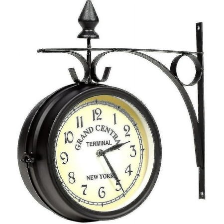 Wall Clock Wrought Iron Garden Clock Station Clock 2-sided Handcrafted Grand Central Terminal New Yo