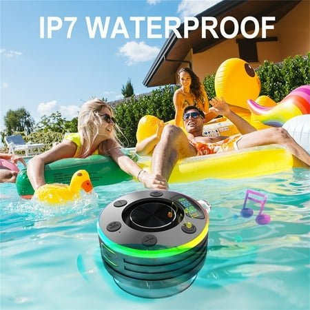 Waterproof Bathroom Bluetooth Speaker with Digital Clock Radio IPX7 Rated Mini Wireless Shower Speaker Portable Compact Design for Home Bathroom Outdoor Use